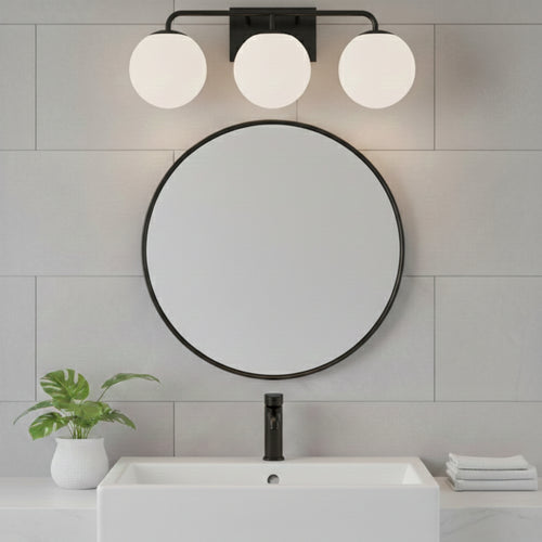 3 Light 20" Curved Bathroom Vanity Light - Black