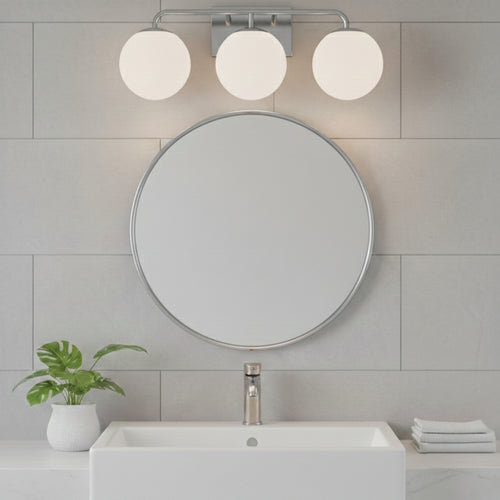3 Light 20" Curved Bathroom Vanity Light - Chrome
